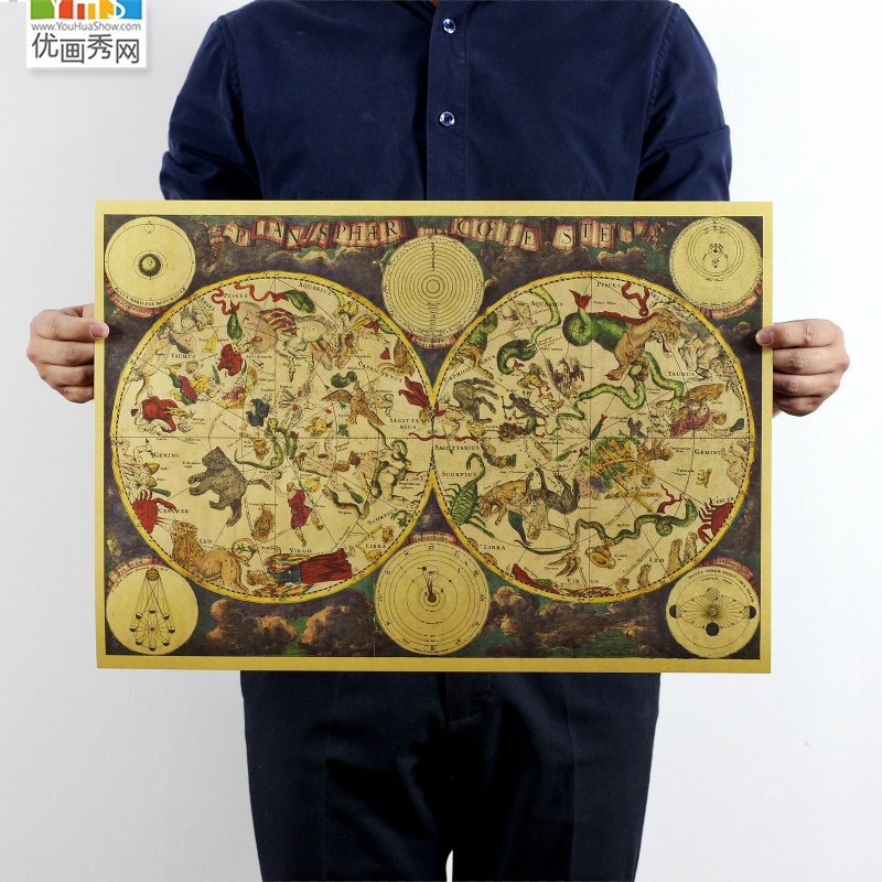 Ecliptic 12 Constellation map Astrology Tarot Retro Reminiscence Astrology Map Kraft paper poster Decorative paintingin the Home accessories , Decorative painting , Other decorative painting category - from Buy2taobao.com to provide professional Taobao agent buy service