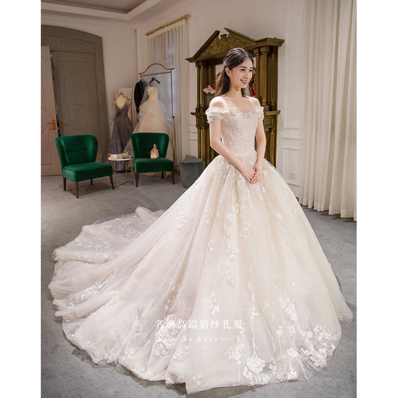 Wedding dress 2019 new pattern U.S. and European court heavy industry Wedding dress David Sakura>one word Luxurious Wedding dressin the Women's clothing/Boutique , Wedding/Cheongsam/Formal dress , Wedding category - from Buy2taobao.com to provide professional Taobao agent buy service