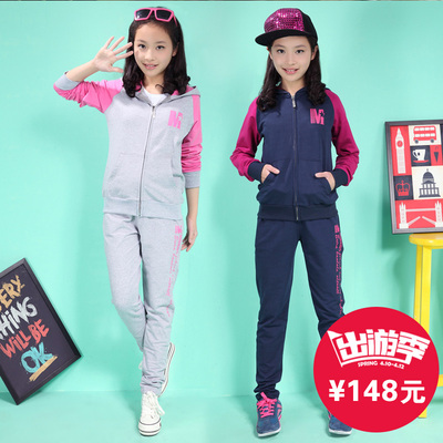 童装2016春装女中大童运动服套装12-15岁儿童