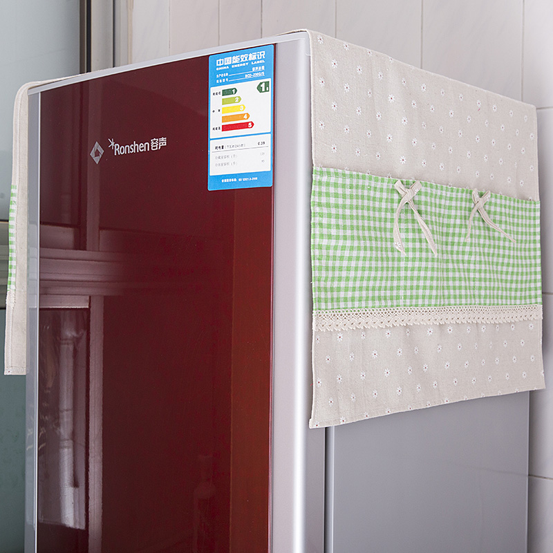 green lattice Cotton linen Refrigerator head-cover or veil for the bride at a wedding household electrical appliances Refrigerator towel Refrigerator cover dust cover Gabion Multi-purpose towelin the Storage consolidation , Household appliances dust , Dust the refrigerator category - from Buy2taobao.com to provide professional Taobao agent buy service