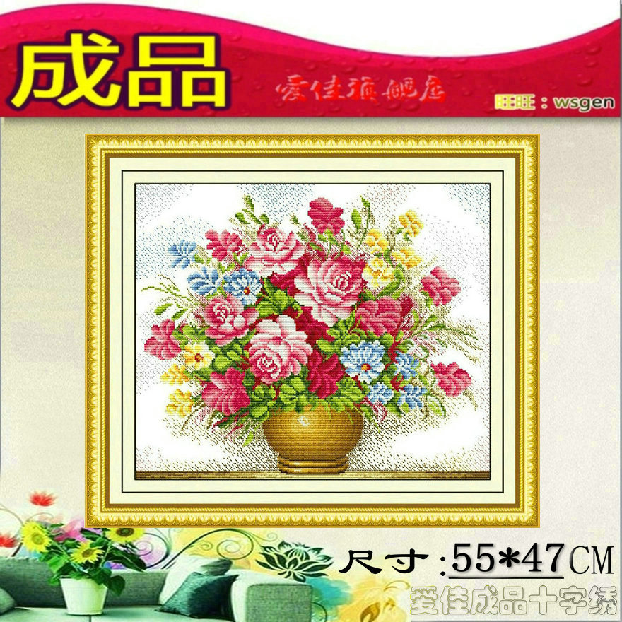 Cross-stitch finished Green powder Red rose vase Peony bottle Pure handwork washing Embroidery bedroom a living roomin the Home Fabric , Stitch & Tools Accessories , Cross-stitch finished category - from Buy2taobao.com to provide professional Taobao agent buy service