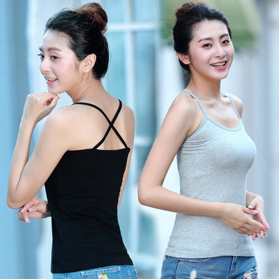 修身性感短款小背心吊带衫内搭交叉吊带背心女士白色打底衫女装