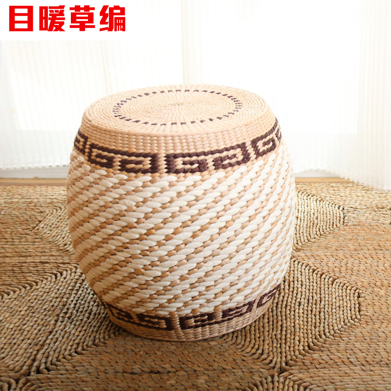 目暖草编坐墩凳子 实木架坐凳圆凳矮凳 中式简约乡村蒲凳圆坐墩|ruв категории жилой мебели, места категории, стул, низкий табурет - от Buy2taobao.com для оказания профессиональной услуги покупки агента Taobao