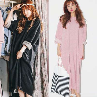 标题优化:2015春夏新韩版气质百搭纯色圆领连衣裙 女装N3509