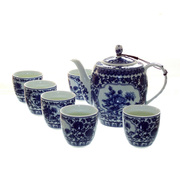 高档家用陶瓷茶具景德镇7头瓷器，中式复古风，青花骨瓷茶具套装