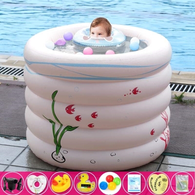 新生婴儿游泳池家用可折叠保温充气f大号加厚圆形，幼儿童宝宝洗澡