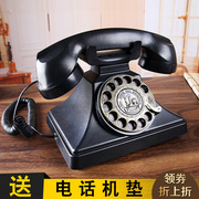 tqj老式欧式仿古电话机美式复古座机家用办公电话黑色金属旋转