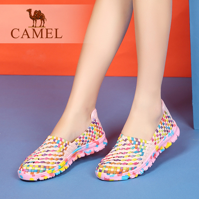 骆驼女鞋 2016夏季新款轻便透气平跟休闲鞋 舒适彩色单鞋女平底鞋