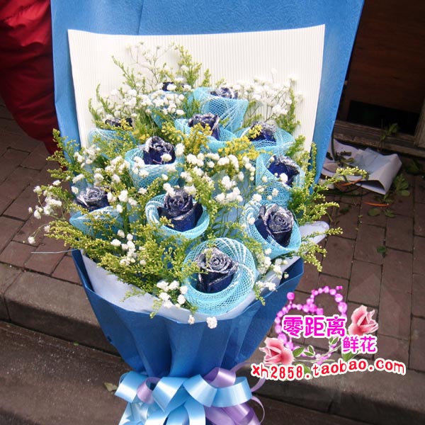 蓝色妖姬玫瑰11朵花束朋友生日礼物上海鲜花速递虹口花店送花在类目 鲜花速递/花卉仿真/绿植园艺, 鲜花速递(同城)中 - 来自Buy2taobao.com提供专业的淘宝代购服务