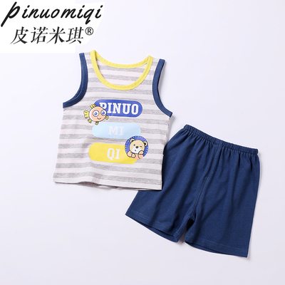 夏装1岁男宝宝无袖背心套装2儿童两件套纯棉婴儿小童装小孩衣服潮