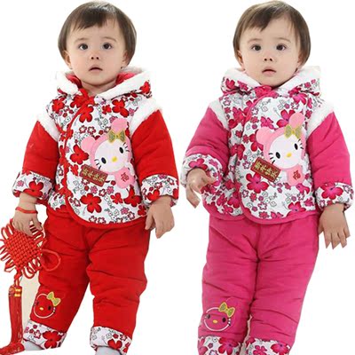 女宝宝唐装冬装套装婴儿童棉袄套装0-1-2岁一