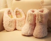 日本粉色小兔小尾巴蝴蝶结家居可爱棉拖鞋安睡兔家居靴保暖棉靴