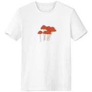 卡通蘑菇线描插画图案男女白色短袖T恤创意纪念衫个性T恤衫礼物