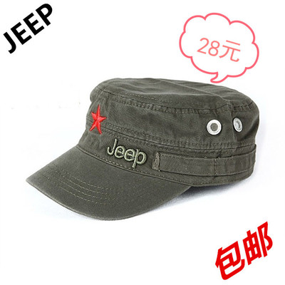 新款jeep红五星帽子休闲男士平顶帽子字母遮阳