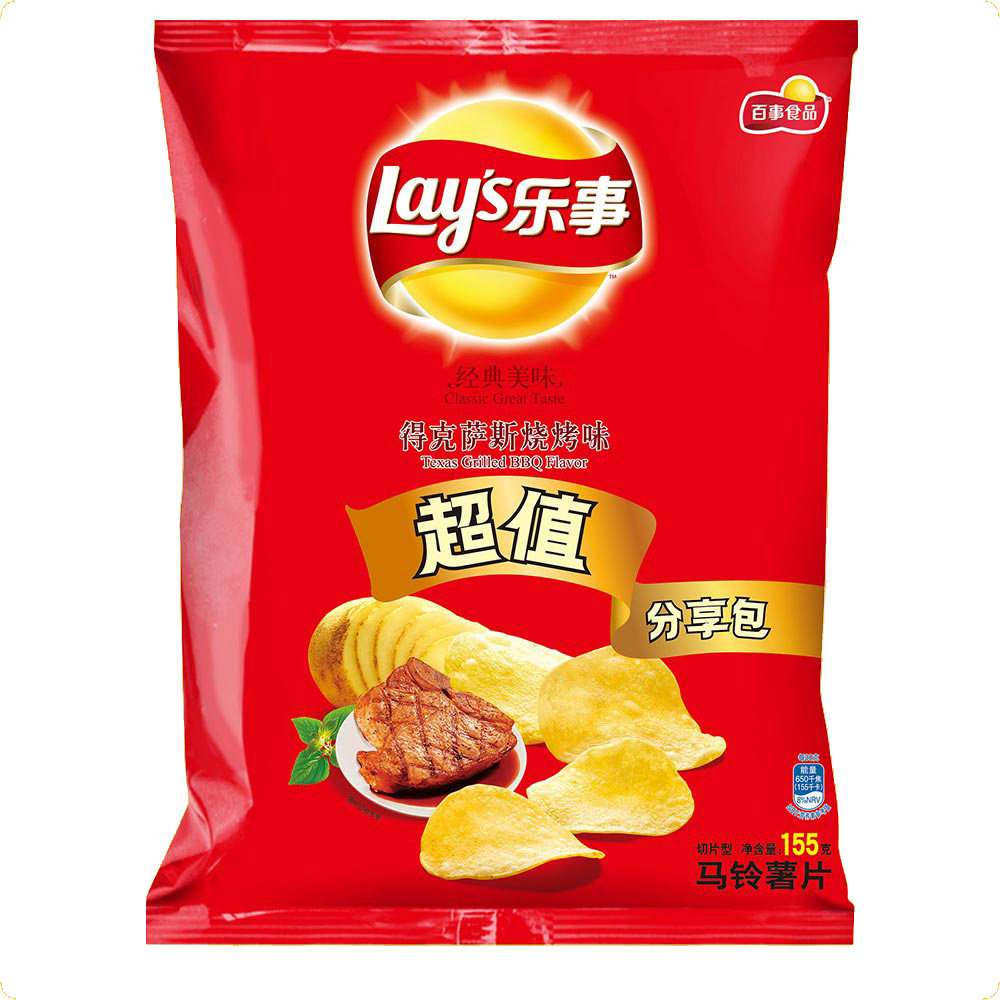 【天猫超市】百事乐事马铃薯片德克萨斯烧烤味155g办公室休闲零食