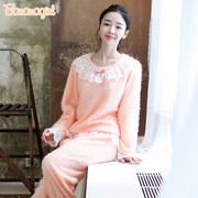 新韩国女人睡衣针织绣花蕾丝小清新公主范睡衣长袖秋季套装家居服