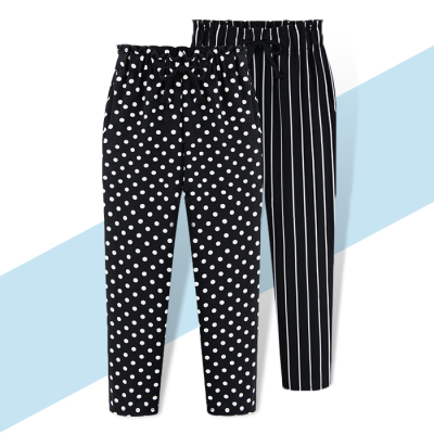 胖MM夏装加肥加大码女裤子条纹显瘦哈伦裤高