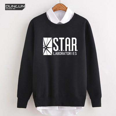 美剧闪电侠卫衣男 秋季学生外套薄款休闲圆领潮流印花套头衫青年