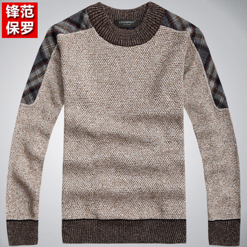 锋范保罗男装2014秋冬新款针织衫毛衣男士圆领套头加厚男长袖外套