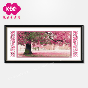 精准印花kec十字绣系列风景，f251初恋的地方.樱花树