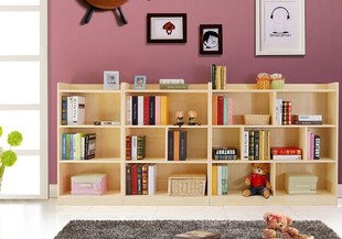 简易实木书柜松木书架创意自由组合储物柜格子置物收纳小柜子
