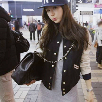 韩国代购东大门短款女生卫衣秋装开衫外套棒球