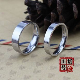 不褪色韩版时尚光面戒指一对可定制刻字钛钢情侣戒指对戒指环