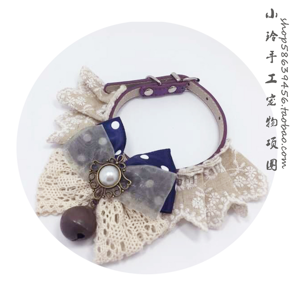 Linda~ family manual DIY Retro Lace Small bell bow Pet cat Dog Collar makein the Pet/Pet food and supplies , Cat/Dog Supplies , Collars category - from Buy2taobao.com to provide professional Taobao agent buy service