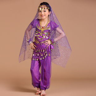 儿童肚皮舞演出服少儿印度舞，套装服装女童，舞蹈服短袖亮点裤