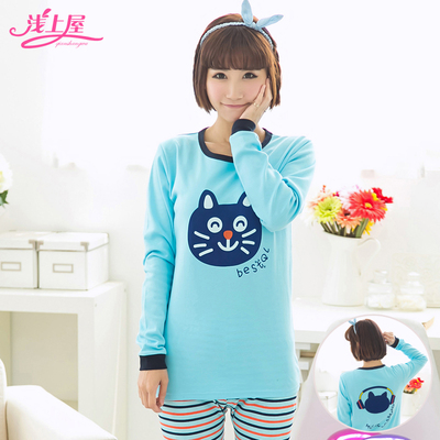 浅上屋少女学生大童秋衣秋裤套装纯棉内衣家居服青少年全棉棉毛衫