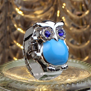 戒指表 创意时尚有趣生日礼物镶钻炫彩猫头鹰学生女手表