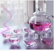耐热透明玻璃茶具套装过滤花茶壶花草茶杯茶盘四合一 800ml