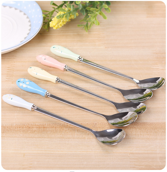 zakka Cartoon colour Ceramic handle Stainless steel coffee Spoon Floral Spoon Stirring spoonin the Tableware , Coffee , Coffee spoon category - from Buy2taobao.com to provide professional Taobao agent buy service