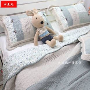 床品纯棉欧式田园绗缝蝴蝶结，系列床盖三件套空调被加厚床单