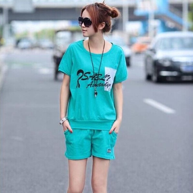 2016春秋大码短袖蝙蝠t恤女装时尚短裤运动套