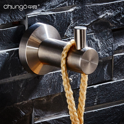 304不锈钢拉丝卫生间浴室毛巾衣柜衣服挂钩墙壁挂衣钩衣帽钩单钩