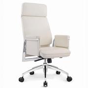 时尚舒适真皮白色大班椅高靠背移动升降办公椅老板椅主管椅电脑椅