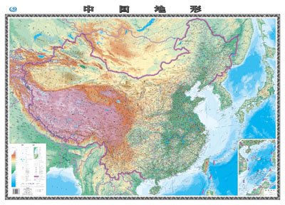 2016新中国地形图 平面地形地图 中国地图挂图