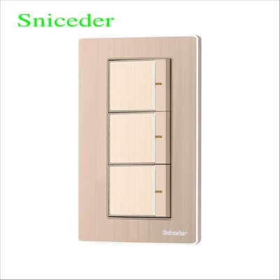 施朗德 120型墙壁开关面板 R6金属拉丝香槟金 3开三开双控开关|msdalam kategori elektronik/Electrician, Tukar, suis kawalan Dual - dari Buy2taobao.com untuk memberikan perkhidmatan ejen Taobao profesional membeli