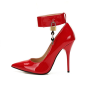 12cm 皮带扣锁鞋 船鞋 SM性感变装大码细高跟女鞋40-48码黑色红色