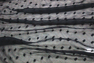 夏薄款黑色微透视圆点电脑绣花，真丝面料桑，蚕丝透明开衫罩衫
