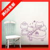 kitty猫学钢琴墙贴儿童卡通房间，客厅祛斑洁面线皮银戒指防墙贴