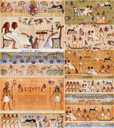 a0747矢量复古埃及壁画，风格法老图腾插画，ai设计素材