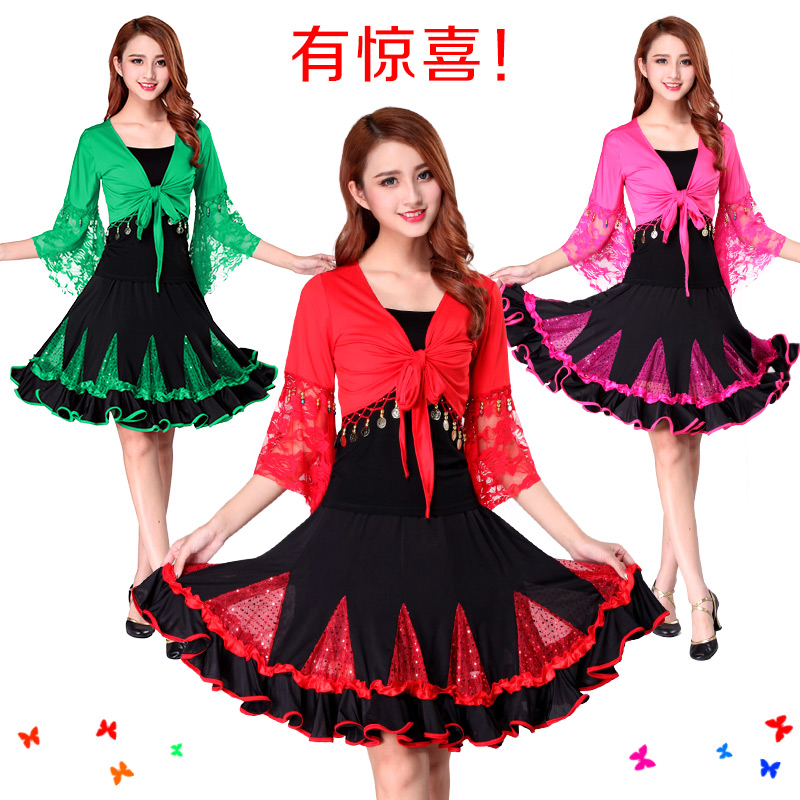 春夏季广场舞蹈服装 新款拉丁舞裙 中老年广场舞跳舞表演出服套装