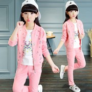 童装女童春装套装2023三件套儿童甜美运动装韩版女孩大童衣服