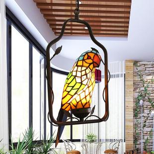 设计师的灯蒂凡尼灯具灯饰帝，鹦鹉吊灯过道阳台，装饰灯手工艺术品