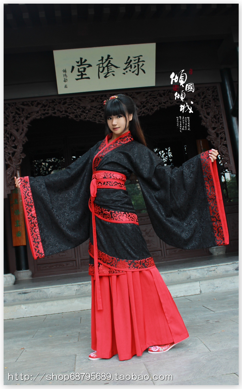 九如汉服】汉服女装 黑红双绕曲裾-套装--齐天乐 五件套定制|ruв категории Женская одежда, костюм/национальная одежда/театр костюм, национальная одежда/этап погрузки - от Buy2taobao.com для оказания профессиональной услуги покупки агента Taobao