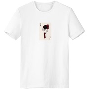 撲克梅花j插画纹样男女白色短袖，t恤创意纪念衫个性t恤衫礼物