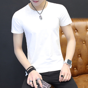 纯色短袖T恤男纯棉潮流衣服韩版白色上衣青年学生夏季修身半袖衫
