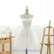 出售二手短款伴娘服纱白色，小花包肩新娘，结婚礼服蕾丝韩版可爱公主
